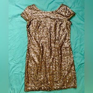White House Black Market Sparkly Gold Party Dress, Medium